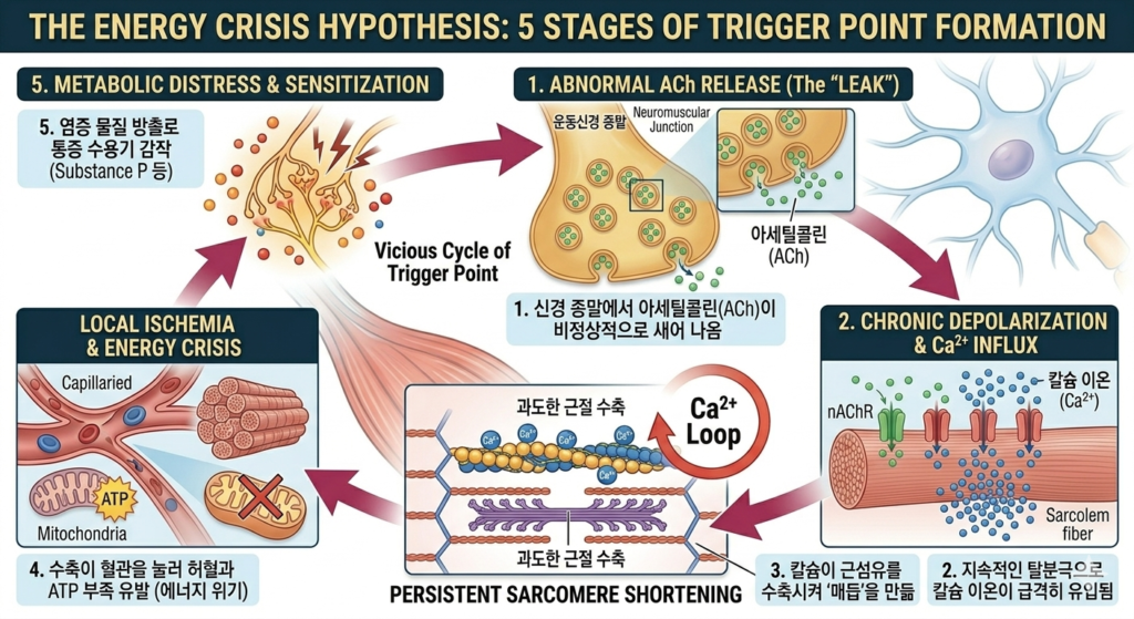 에너지 위기 가설 5단계 : 아세틸콜린-칼슘 농도-국소허혈-ATP고갈
