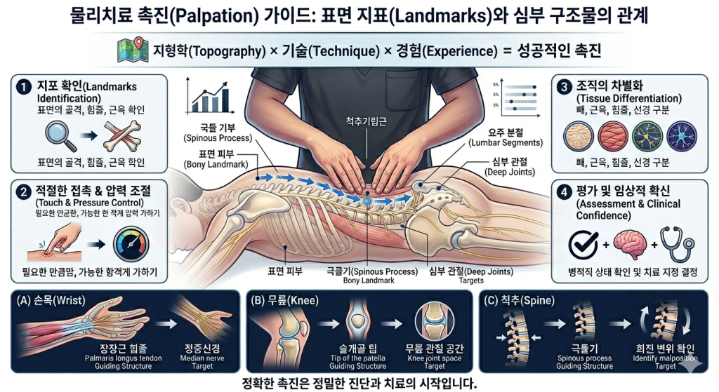 촉진기법에서 기준부위와 압력 조절