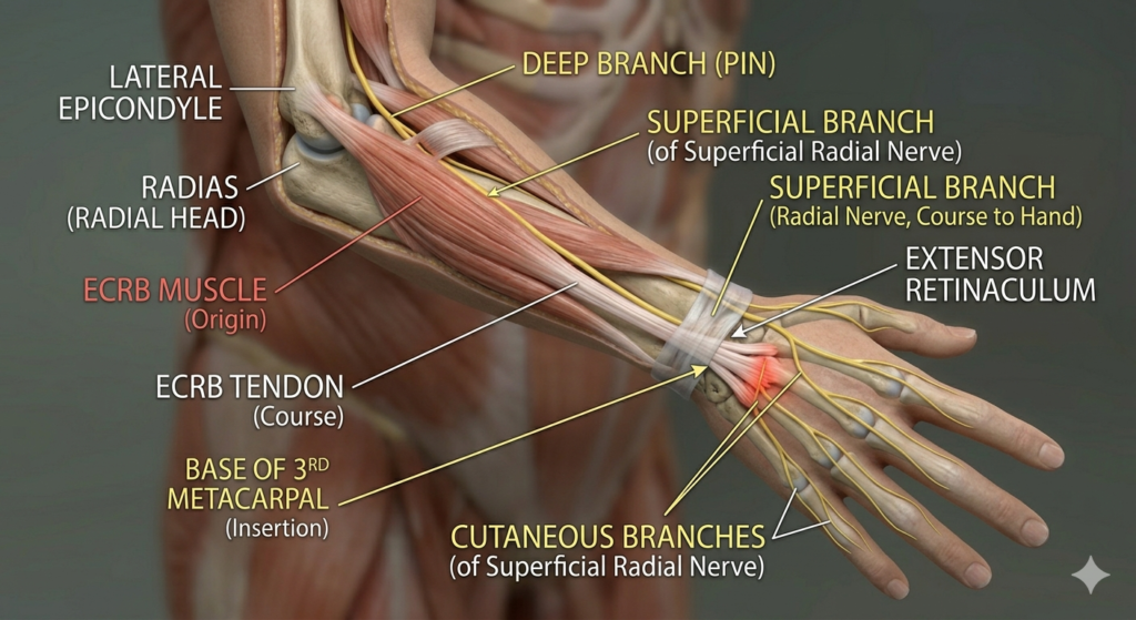 팔꿈치 바깥쪽 통증 원인 3가지 : 요골신경(Radial Nerve) 2 ecrb_radial_nerve